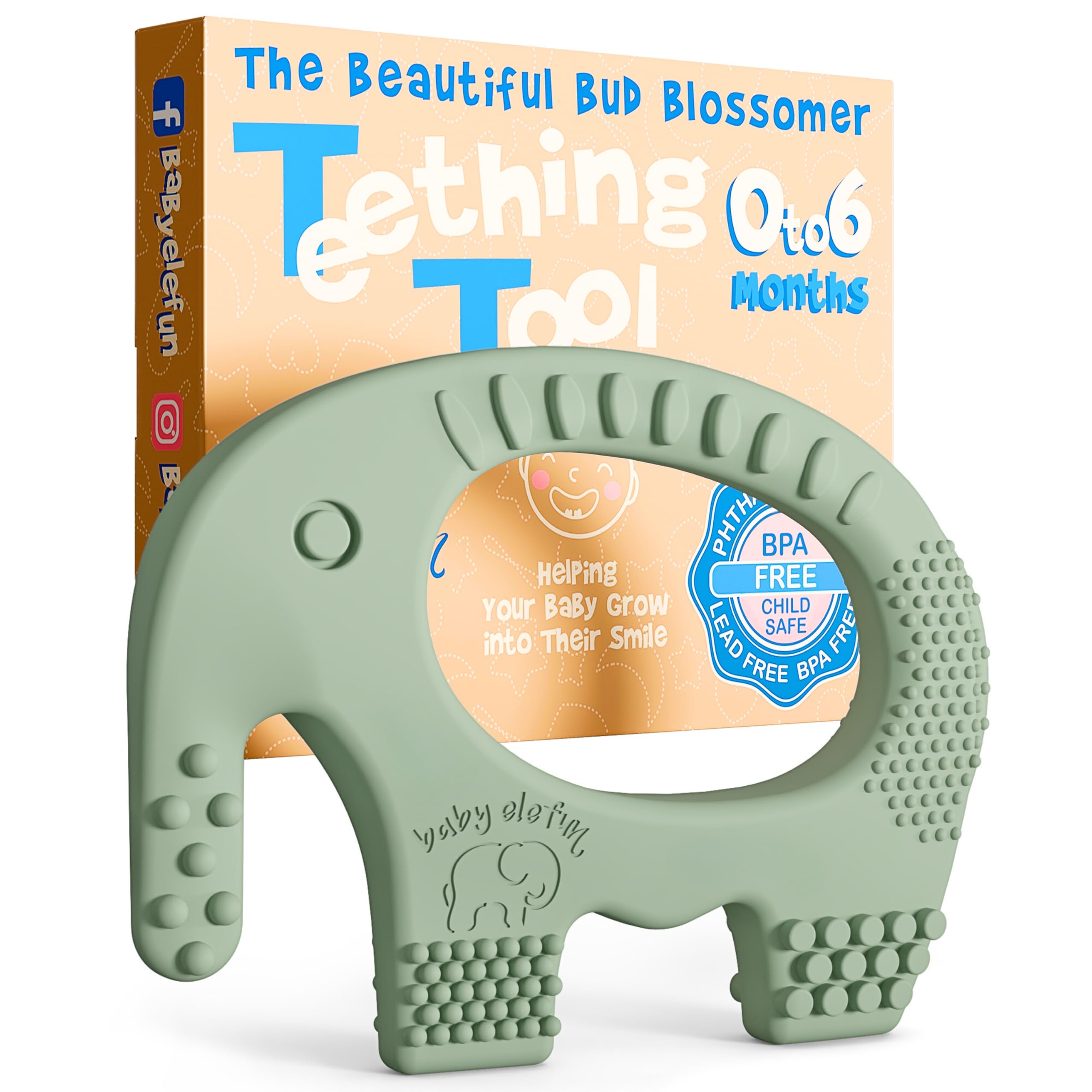 Photo 1 of Teething Toys for Babies Age 0 to 6 Months - Baby Elefun 5X Pain Relief Smart Teether - Zero Developmental Delay Silicone Baby Teething Toy Ring - Cute Infant Shower Gift Chew Toy for Babies