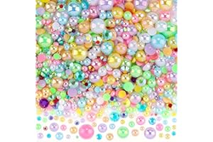 Kikonoke 3900+ Pcs Rhinestones and Pearls Kit, 2-10mm Flatback Gems for Nail Art, Tumbler Decoration, DIY Crafts, 14 Colors Mixed DIY Supplies (Rainbow)