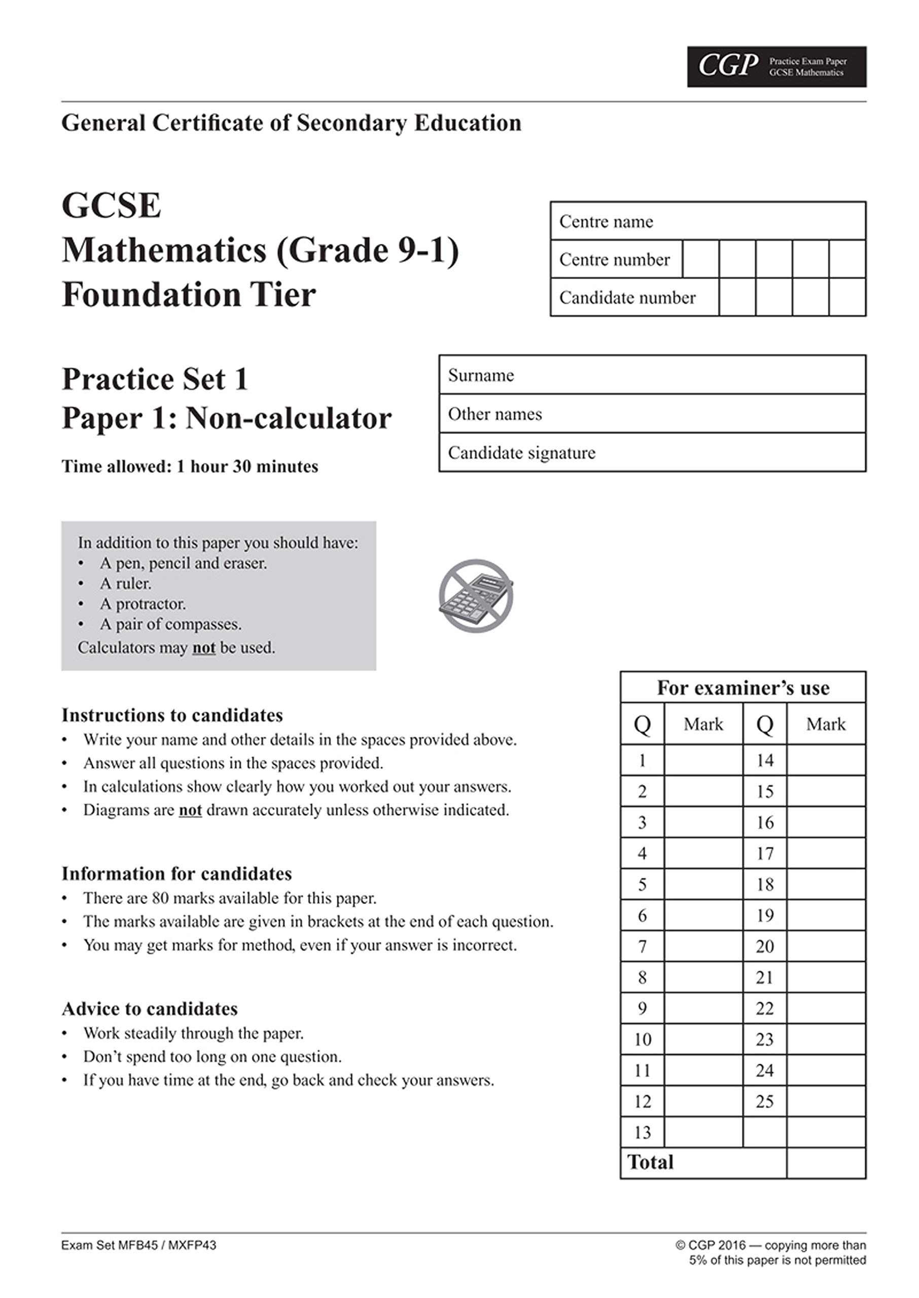 Gcse Maths Practice Papers Foundation For The Grade 9 1 Course Perfect For Catch Up And The 22 And 23 Exams Cgp Gcse Maths 9 1 Revision Amazon Co Uk Cgp Books Cgp Books Books