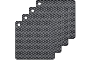 Smithcraft Silicone Trivet Pot Mat for Countertop Trivest Pads Heat Resistant Table Placemats 4 Pack,Size:7.5x7.5 Inch, Color: Grey, Shape:Square