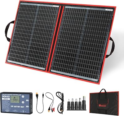 DOKIO 100W Foldable Monocrystalline Solar Panel Kit with 10A Controller