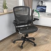 KIZECK Ergonomic Comfy Mesh Home Office Computer Desk Chair with Height Adjustable Lumbar Support with Flip up Arms for Adult