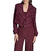 BCBG womens Long Sleeve Collared Textured Novelty Tweed Cropped Jacket