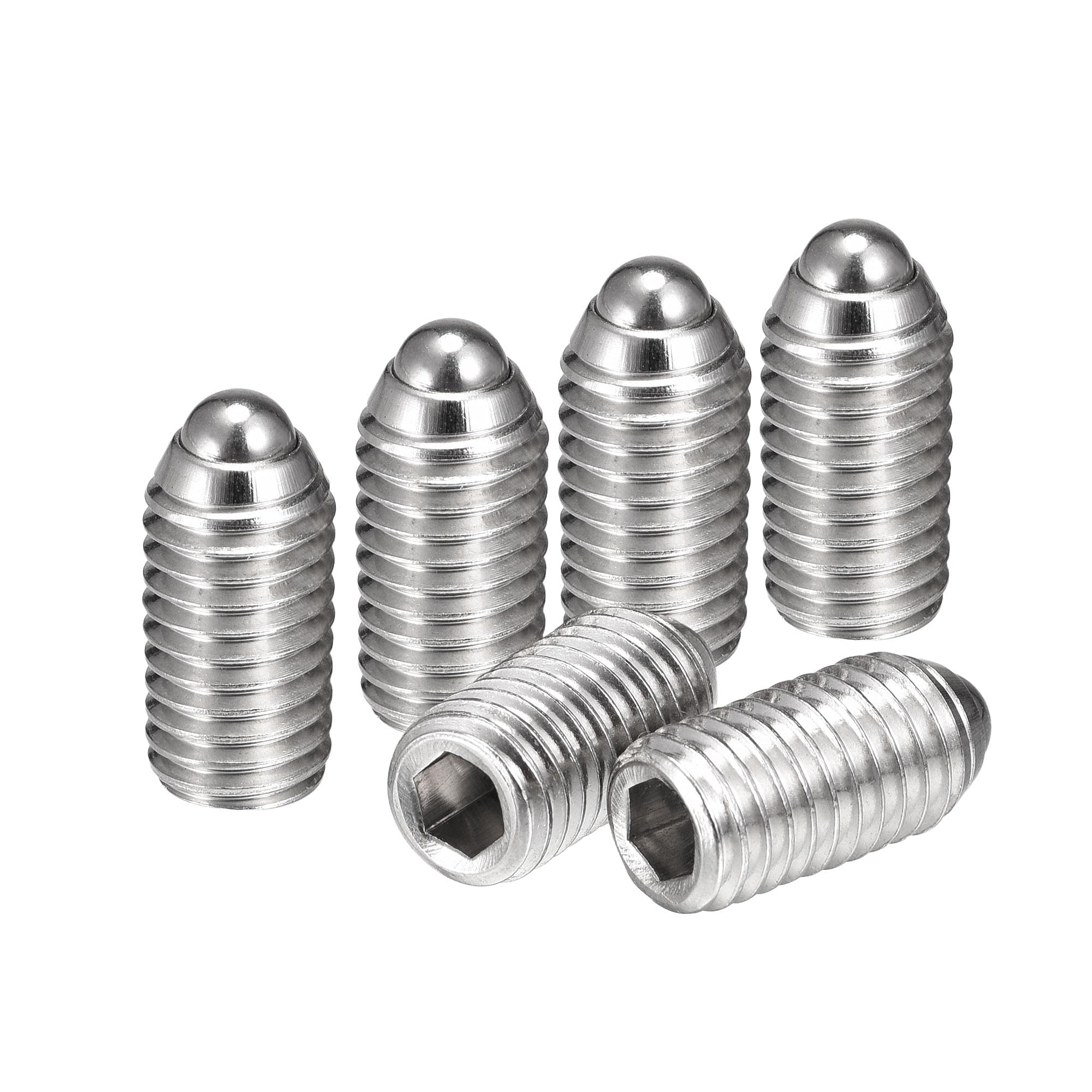 sourcing map Ball Point Set Screws, M10 x 20mm 304 Stainless Steel Metric Spring Hex Socket Screw 6pcs — image 1
