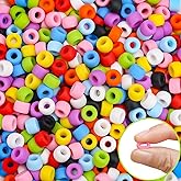 AUREHEN 300PCs Silicone Pony Beads 6 * 9mm Silicone Kandi Beads for Bracelet Making, Mixed Colors Soft Focal Bead for Hair Braiding, Pens, DIY Crafts, Key Chains Decor