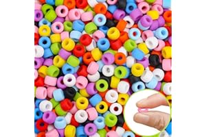 (禁止刷单) AUREHEN 300PCs Silicone Pony Beads 6 * 9mm Silicone Kandi Beads for Bracelet Making, Mixed Colors Soft Focal Bead for Hair Braiding, Pens, DIY Crafts, Key Chains Decor