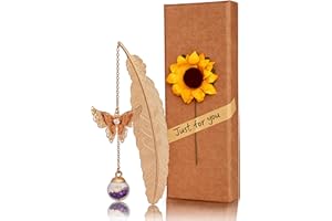 CHIPUZII CHIPUKIZI Metal Feather Bookmark with Butterfly Charm — Unique Gift for Women and Book Lovers, Ideal for Birthday, Teacher Appreciation, Mother’s Day, Graduation, and Special Occasions