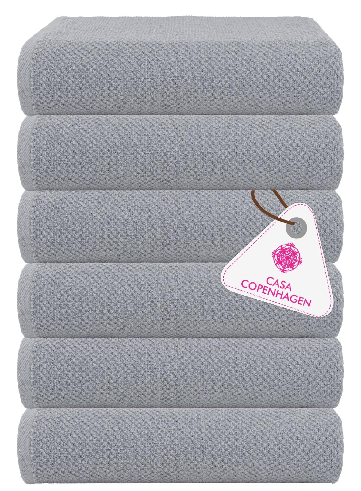Photo 1 of CASA COPENHAGEN Popcorn Textured 6 Pieces Small Bath Towel Set - Grey Voilet, 24" x 48", 550 GSM 6 Bath Towel Rough & Tough Use Cotton Towels Gift Set for Bathroom