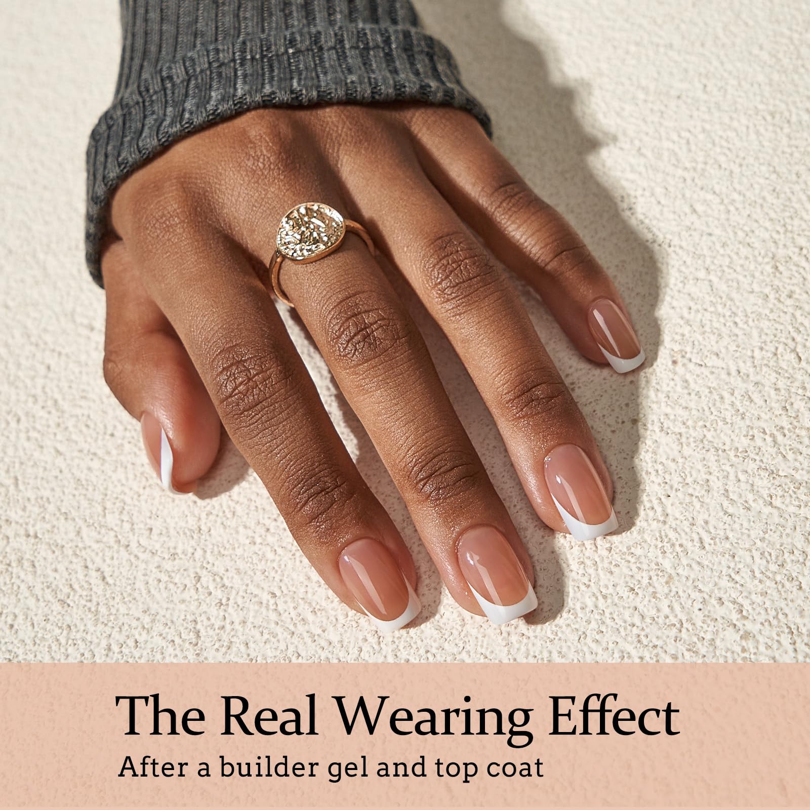 BTArtboxnails XCOATTIPS French Tip Nails, 160pcs Short Square Brown French Tip Press on Nails, French Tip Gel Nails for DIY Nail Art - Image 3