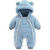 AiWMGL Newborn Baby Bear Outfit Suit Girls Boys Fleece Jumpsuit Romper Hooded Coat Winter Clothes Outwear Snowsuit