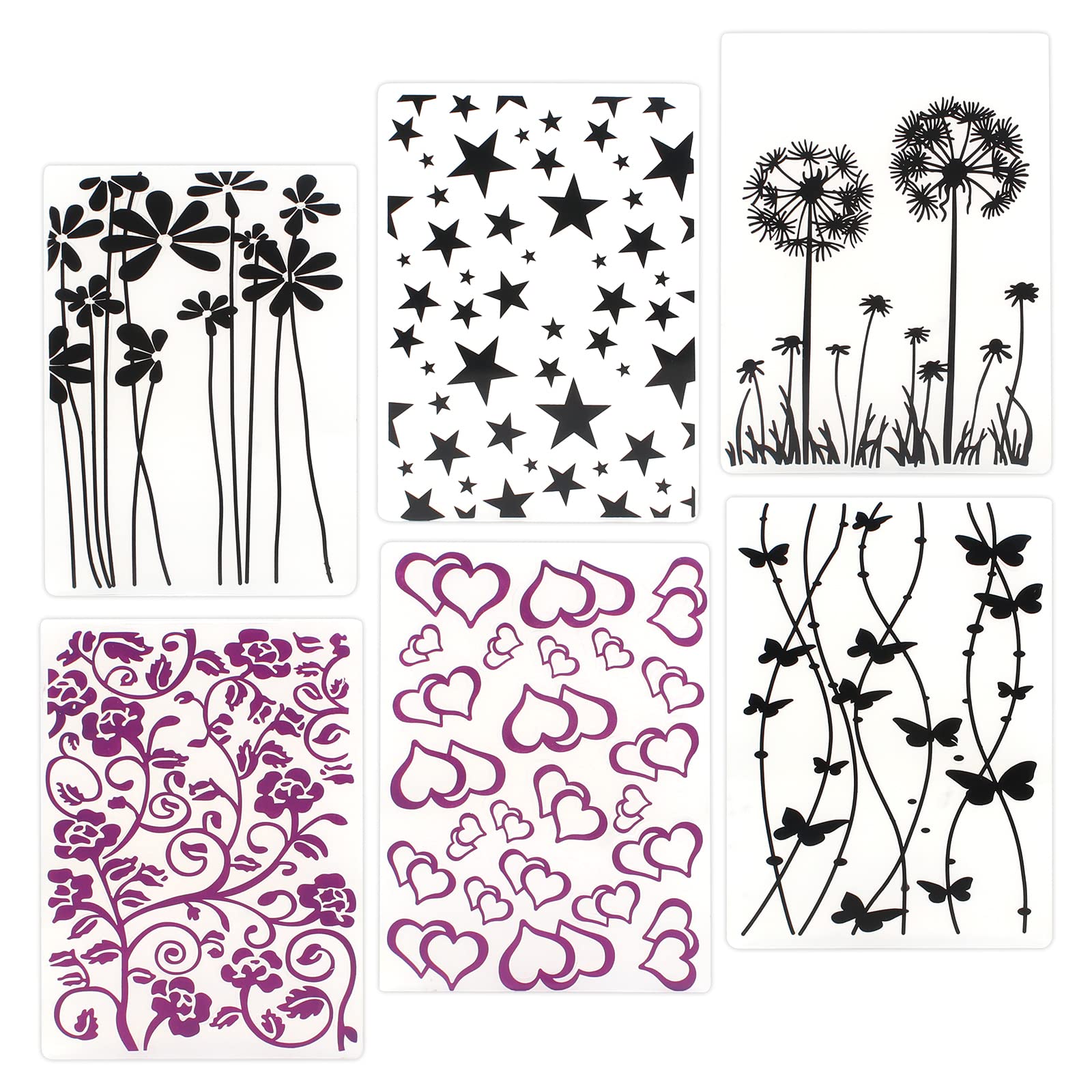 Guichangkai 6Pcs Plastic Embossing Folder, Embossing Folders for card making bundle,DIY Plastic Embossing Folder Template for making paper card, invitations and Photo Album
