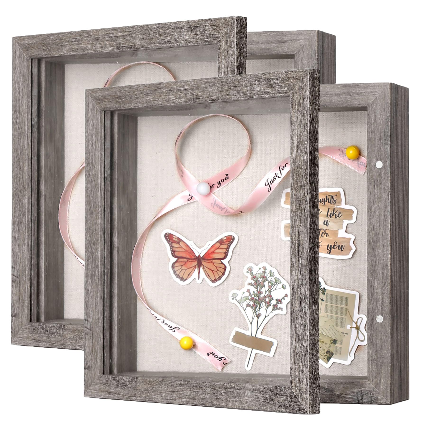 2 Packs 8x8 Shadow Box Frame with Linen Back
