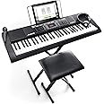 Alesis Melody 61 Key Keyboard Piano with 300 Sounds, Speakers, Digital Piano Stand, Bench, Headphones, Microphone, Music Less