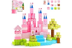 Hiwawind 64 Pcs Magnetic Blocks-Princess Castle Collection World,Magnetic Building Blocks for 3+ Year Old Boys & Girls, Creative STEM Sensory Toys,Christmas Birthday Gifts for Kids Ages 3-8