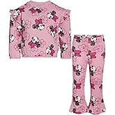 Magic Threadz Disney Clothes Baby Girls Fleece Pant Set – 2-Piece Minnie Mouse Ruffle Shoulder Top and Pants Outfit (12M–24M)