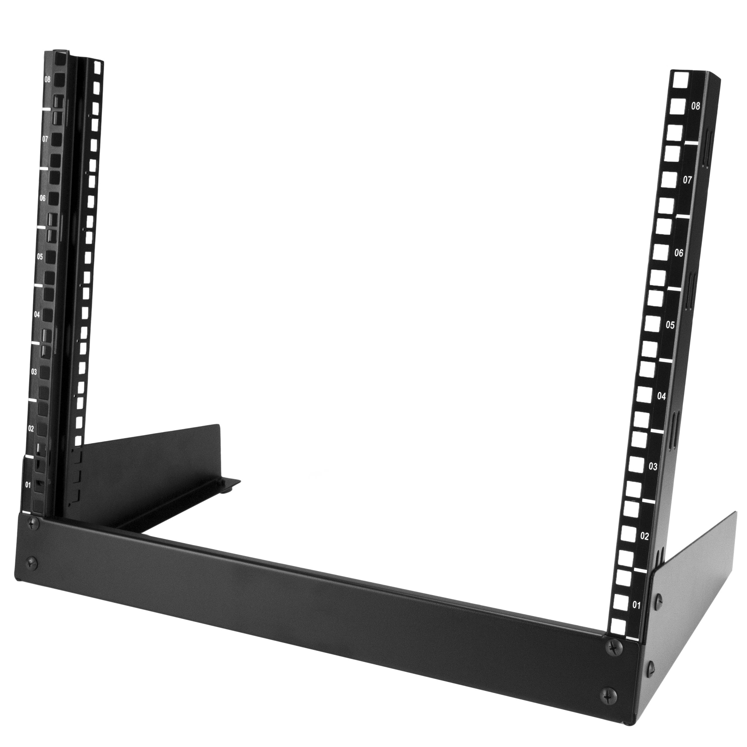 StarTech.com 8U Open Frame Network Rack - 19" 2 Post Free Standing Desktop Rack for Computer, AV, Media, IT, Data & Server Room Equipment (RK8OD)