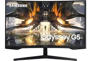 SAMSUNG 32" Odyssey G55A QHD 165Hz 1ms FreeSync Curved Gaming Monitor with HDR 10, Futuristic Design for Any Desktop, LS32AG550ENXZA