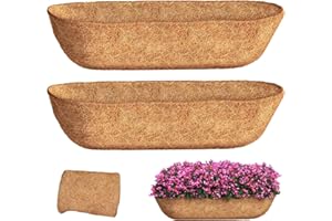JQUZPCV 36 inch 2 Pack Trough Coco Liners, Natural Coconut Coir Fiber for Wall Basket Planters, Window Box Liners, Garden Planter Baskets, Fence Flower Baskets (2 Pack, 36 inch)