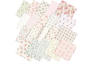 Tudomro 60 Pcs Pink Floral Quilting Fabric Squares 10 x 10 Inch Rose Stripe Gingham Fabric Bundles Sage Green Flower Fat Quarters Cottage Core Precut Patchwork Material for Sewing Quilts Crafts Decor