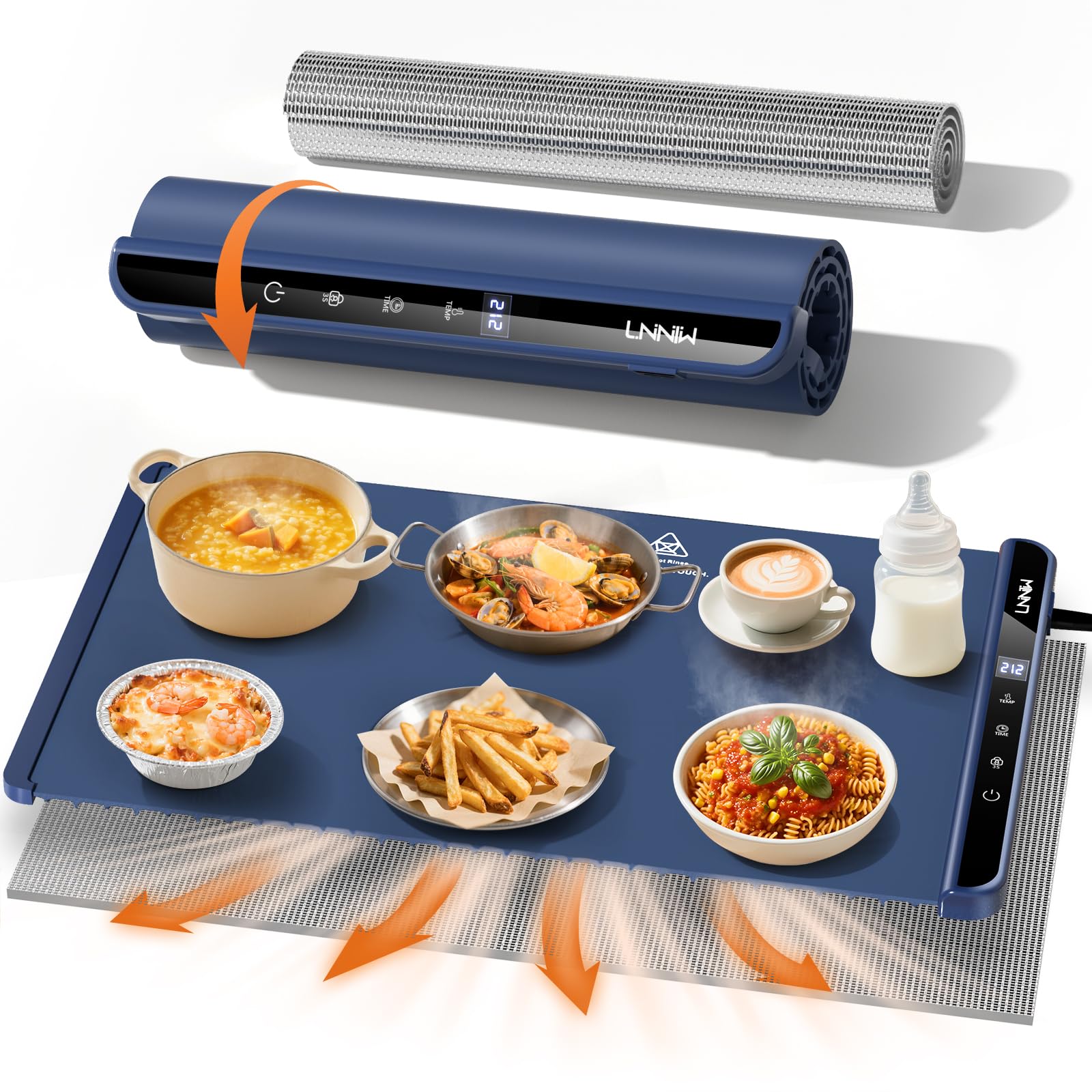 Photo 1 of Food Warming Mat with Heat-Resistant Pad, 26X15 Inch, 6 Temperature & 6 Timer Settings, Child Lock Safety,Food Warmer Chafing Dishes for Buffet,Gatherings,Parties,Everyday Use