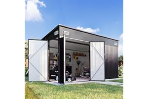 Aoxun 11.5’x7.5’ Shed Outdoor Storage Shed with Triple Lockable Door Metal Storage Cabinet with Slopping Roof for Tools Bicycles Storage for Garden, Patio, Courtyard