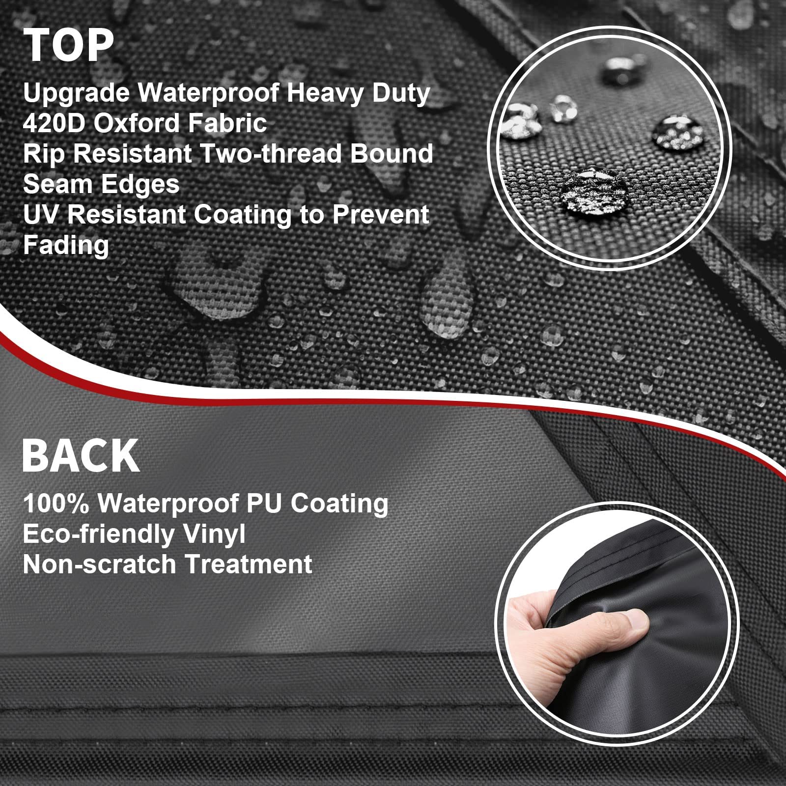 GARPROVM Grill Abdeckhaube, Grillabdeckung wetterfest Gasgrill Abdeckung Grillhaube Wasserdicht Winddicht Staubdicht BBQ Abdeckplane für Weber Brinkmann Char Broil, 183 x 66 x 130cm 4