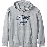 Chicago Illinois IL Vintage Athletic Sports Design Zip Hoodie