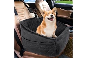 NEEZUKAR Dog Car Seat for Small Medium Dogs,Detachable Washable Dog Booster Seat Under 30lbs, Pet Car Seat Travel Bed with Storage Pockets and Dog Safety Belt (Black)
