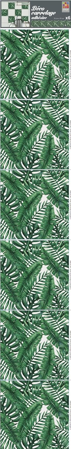 PLAGE 260618 6 Tiles Stickers - Banana Leaf, Green (15 x 15 cm) - Image 4