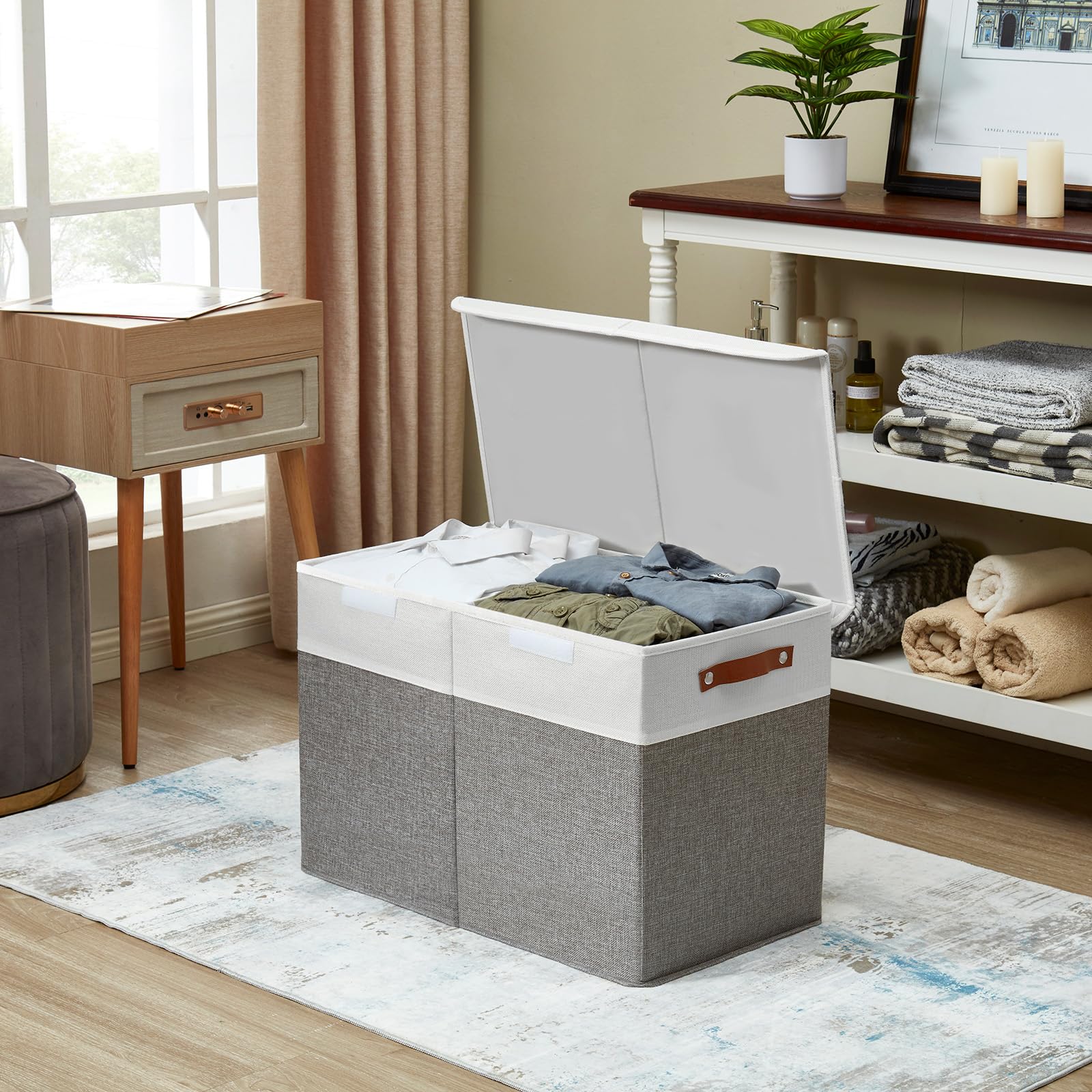 Large Toy Storage Box with Lids, Collapsible Sturdy Baby Storage Organizer Chest Bin Basket for Kids, Boys, Girls, Playroom, Nursery, Bedroom, Closet 25