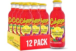 Calypso Lemonade, Paradise Punch Lemonade, Made with Real Fruit, 16 Fl Oz Glass Bottles (Pack of 12)
