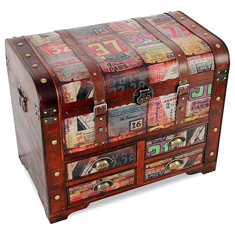 Elegante Holztruhe mit 4 Schubladen, 72x45xH58cm, handgefertigt