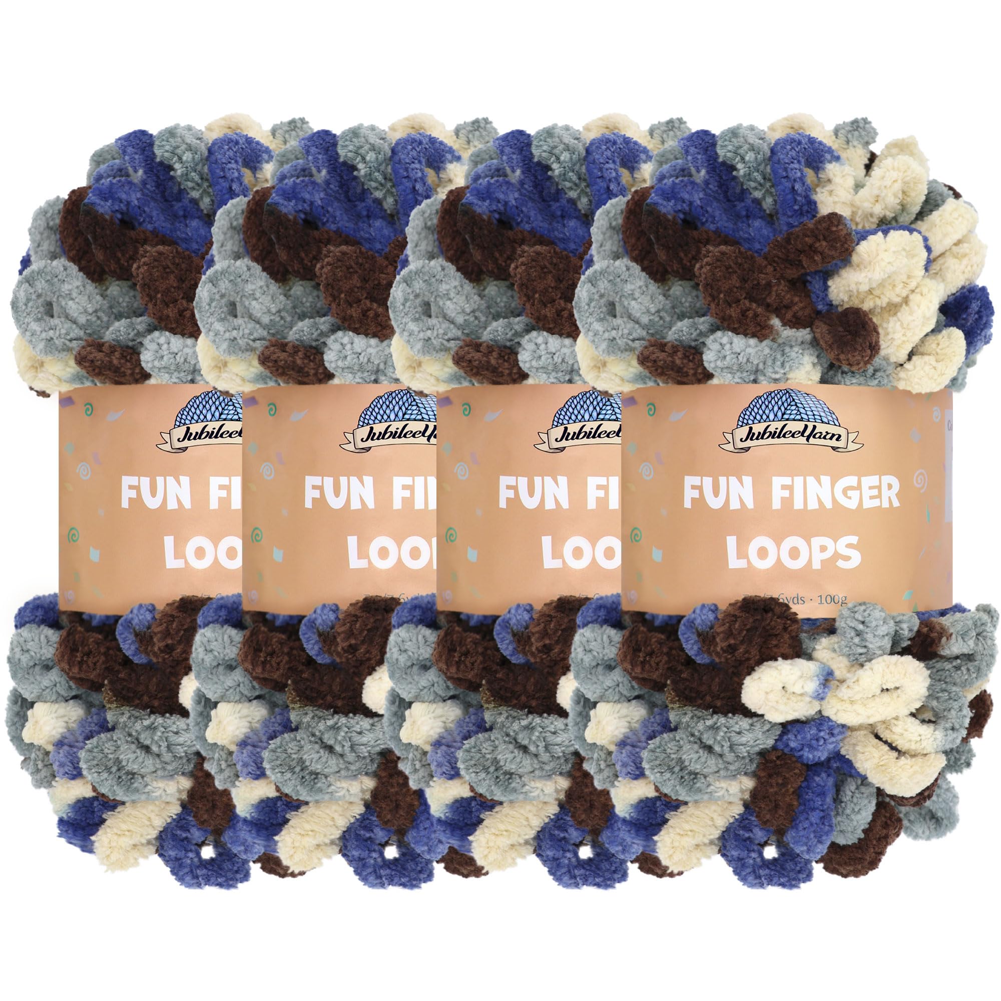 JubileeYarn Fun Finger Loops Yarn - Polyester Jumbo Weight Loop Yarn - 100g/Skein - Hephaestus - 4 Skeins