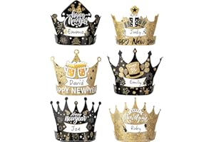 Vilnadu Happy New Year Hats, 12 Pcs Paper Crowns New Years Eve Hats 6 Styles Adjustable Caps Name DIY Party Hat for 2026 Happy New Year's Party Decorations Classroom Favors Supplies