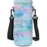 RICHEN Neoprene Water Bottle Carrier Bag with Adjustable Shoulder Strap,Insulated Water Bottle Cover for Stainless Steel/Glass/Plastic Bottles