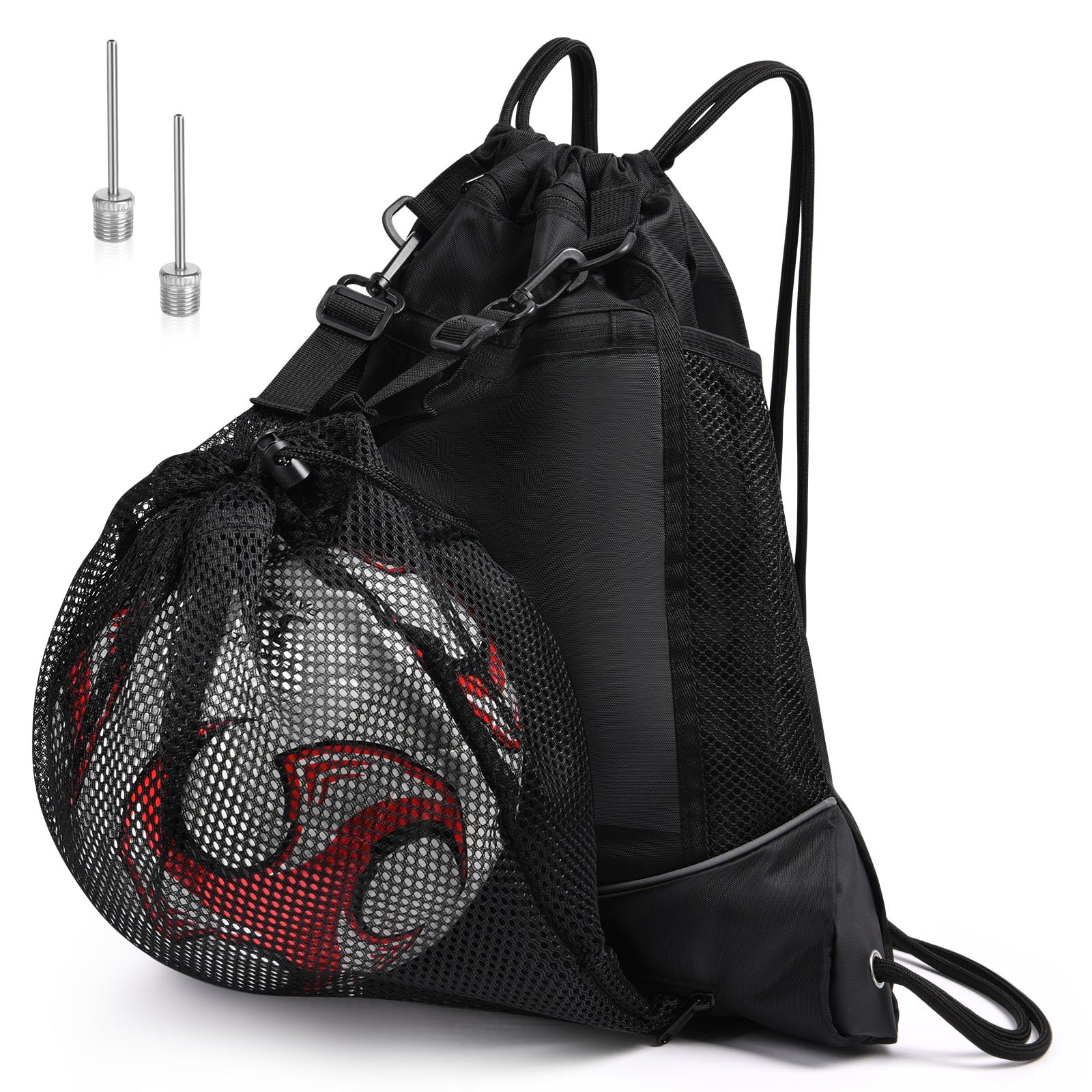 AMFUN Foldable Drawstring Sport Bag with Detachable Mesh Bag for Basketball, Football, Volleyball Gym