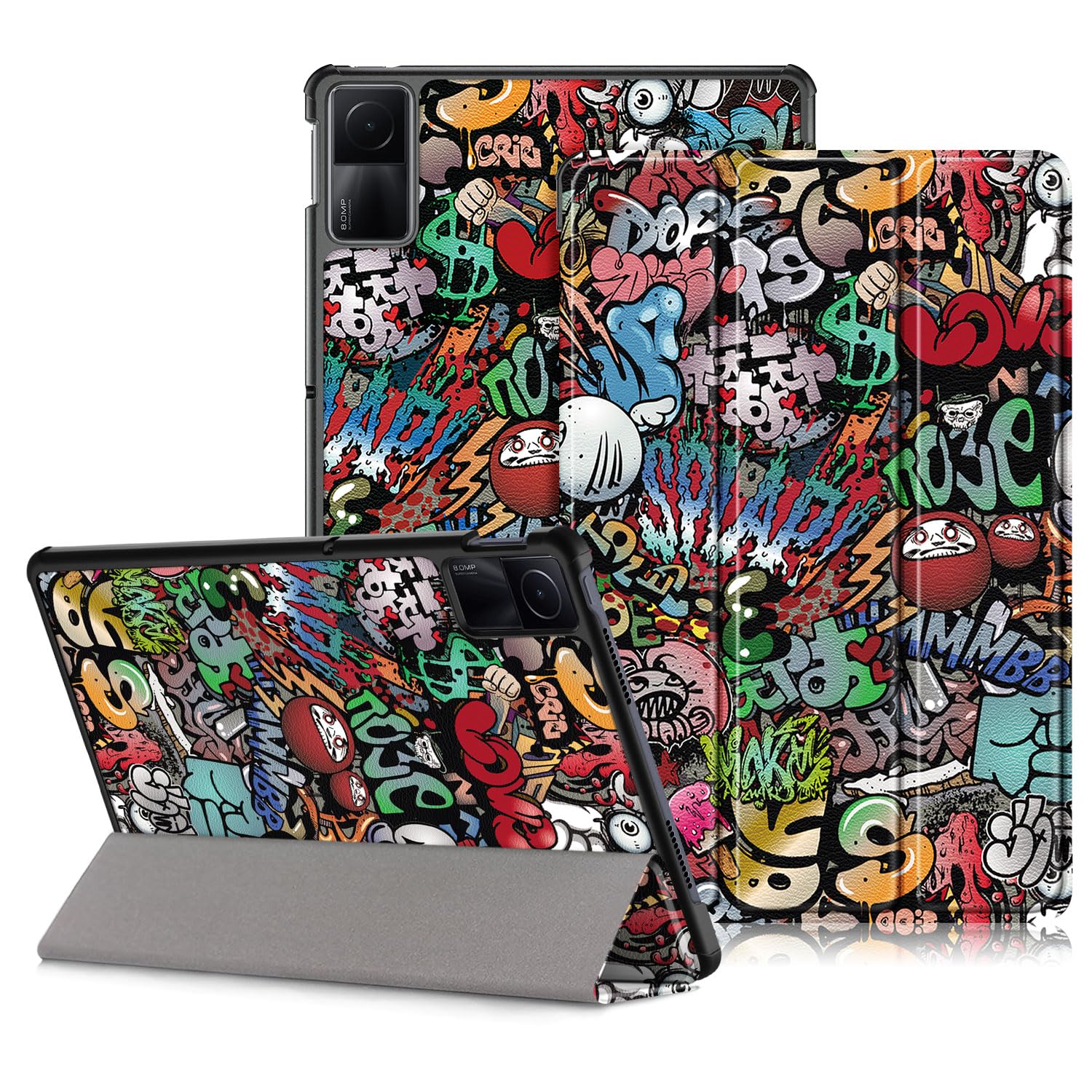 DINGGUAGUA Case for Xiaomi Redmi Pad SE 11 inch Tablet 2023 Cover,Slim Stand Hard Back Shell Cover with Auto Wake/Sleep,Graffiti