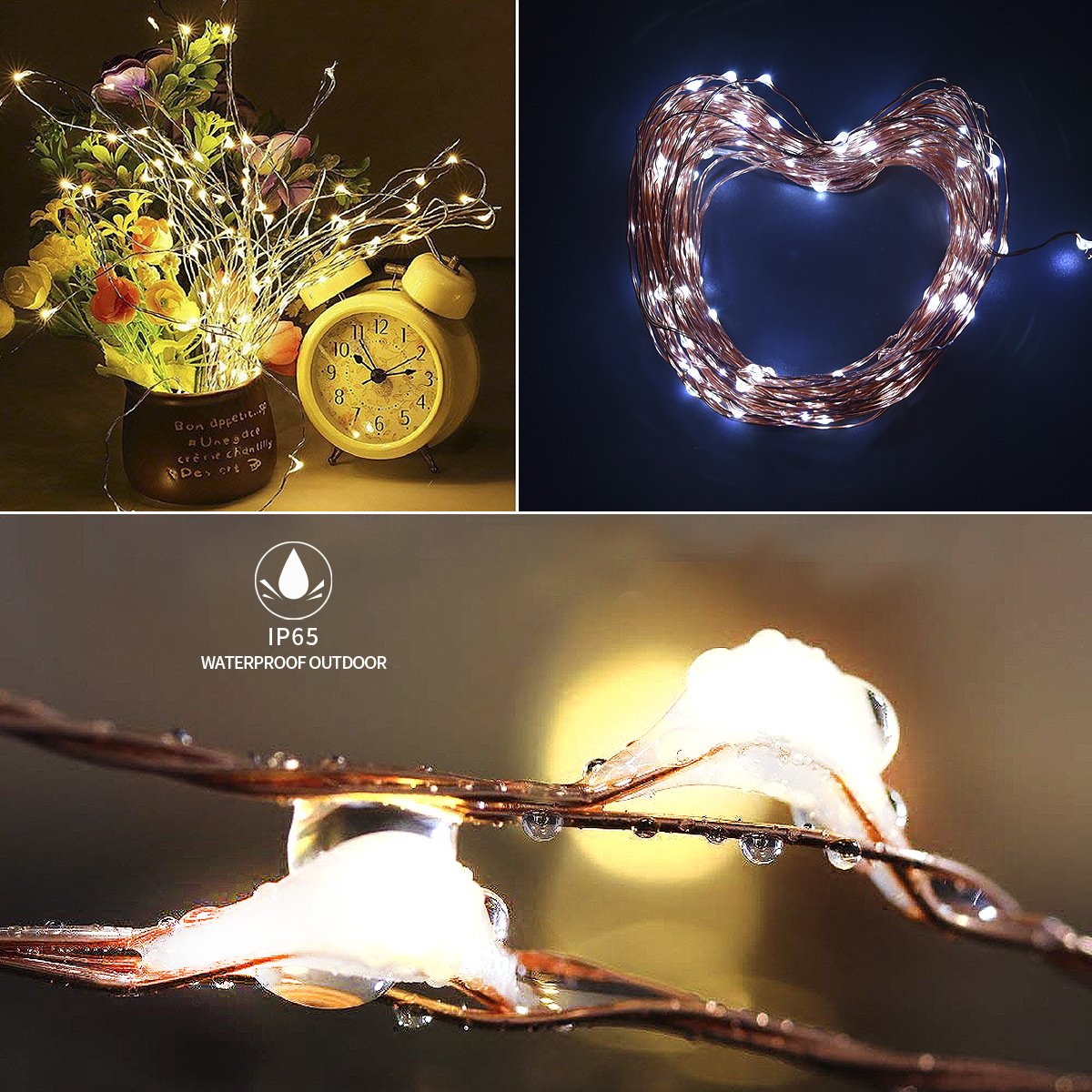 Solarmks 150 LED Bendable Copper Wired Solar Powered Waterproof Starry String Lights with 8 Modes, White