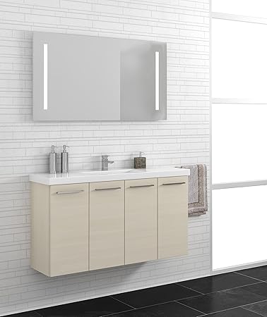 Bad Mobel Set Poco 120 Bestehende Von Waschbeckenunterschrank Mit Designer Keramik Waschbecken Bxhxt 120x63 5x35 Cm Spiegel Mit Intergriertes Licht Bxh 120x65 Cm Weiss Hochglanz Mdf Amazon De Kuche Haushalt