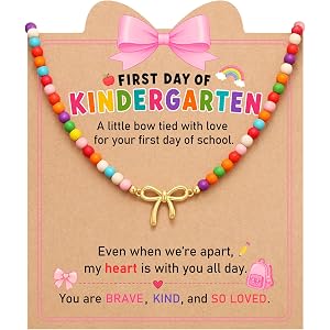 PINKDODO Back to School Gifts for Girls Bow Necklace with Encouraging Card