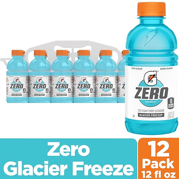 GATORADE THIRST QUENCHER ZERO SUGAR SPORTS DRINK, GLACIER FREEZE, 12OZ BOTTLE