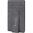 Travelambo Money Clip for Men Magnetic Front Pocket Wallet Slim Wallet Minimalist Card Holder RFID Blocking (Black Smooth)