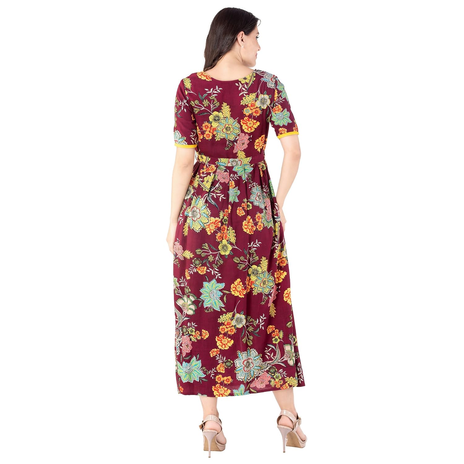 khushal k women's rayon floral print a-line dress