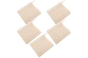 Angoily Bath Wash Towel 5Pcs Natural Ramie Linen Cotton Hand Towels Exfoliating Scrubbers for Shower