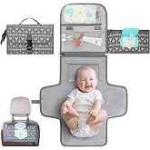 Kopi Baby Portable Diaper Changing Pad, Wipes Pocket, Classic Grey Arrows | 22-In Waterproof Pad, Smart Wipes Pocket, 2 Inner