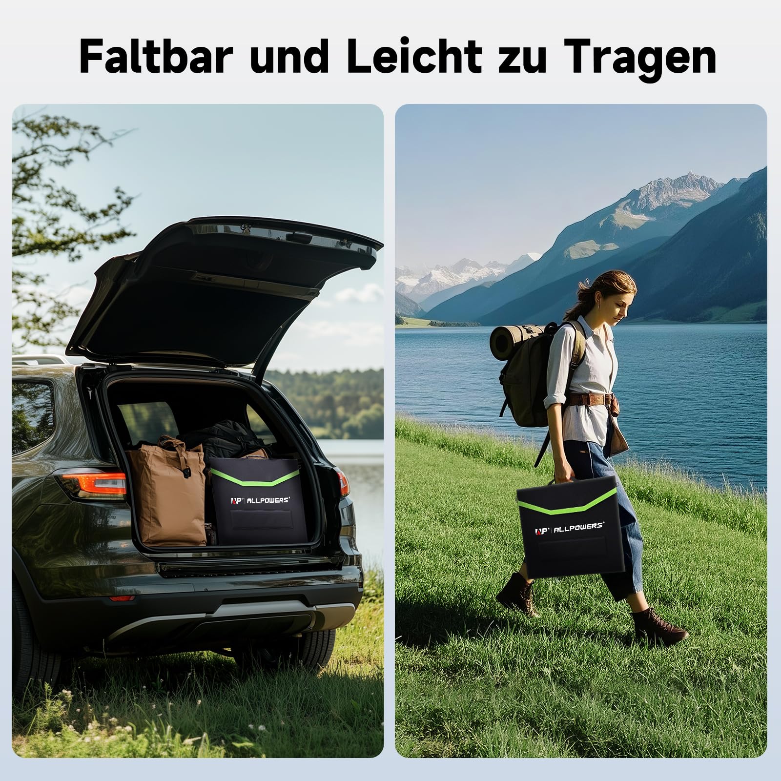ALLPOWERS Faltbares Solarpanel 100W, Monokristalline Solarmodule für S300 R600 R1500 R2500 Tragbare Powerstation, Solargenerator, Photovoltaik Modul Solaranlage für Camping Garten Wohnmobil RV 6
