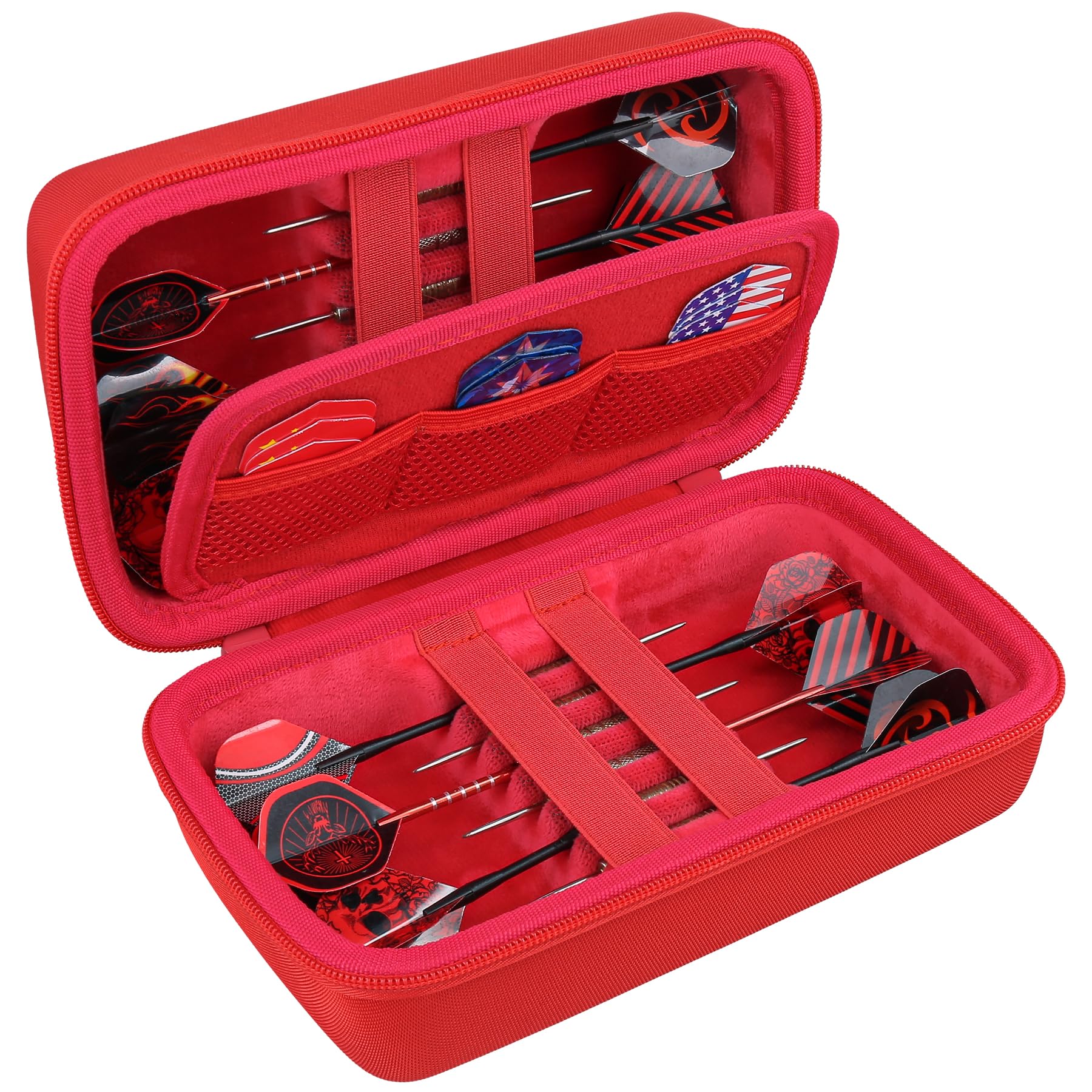 co2CREA Hard EVA Shell Storage Dart Case for 12 Steel Tip or Soft Tip Darts, Carrying Case with Numerous mesh Pockets Holder for Dart Tips,Shafts,Flights and More Dart Accessories,Case Only