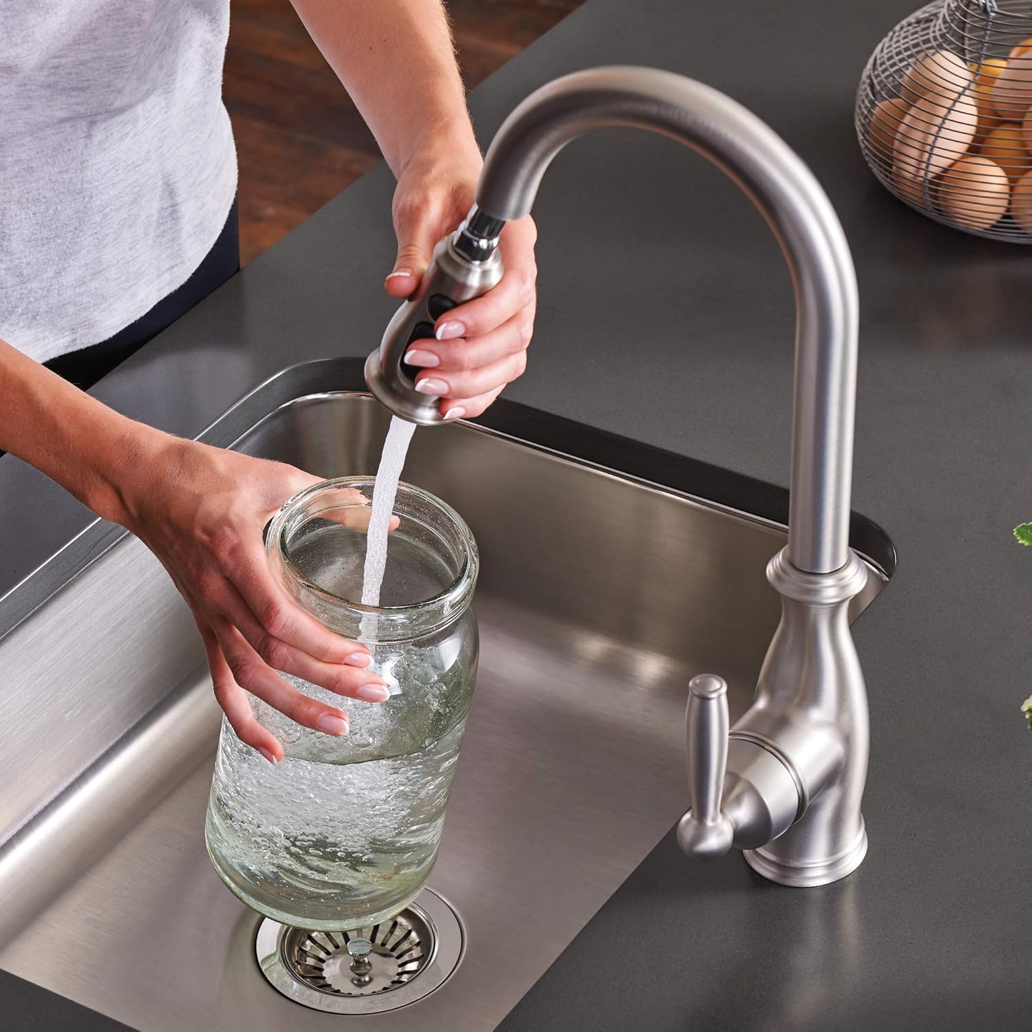 Moen 7185SRS Brantford One-Handle Pulldown Kitchen Faucet Featuring Power Boost and Reflex, Spot Resist Stainless - Bathroom Hardware - 