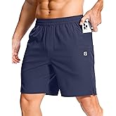 GGJ Men's Lightweight Athletic Shorts with 2 Zipper Pockets 7"/5"/9" Gym Workout Running Quick Dry Tennis Shorts for Men