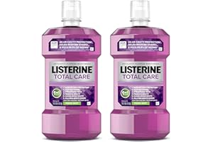 Listerine Total Care Anticavity Fluoride Mouthwash, 6-in-1 Rinse Helps Kill 99% of Bad Breath Germs, Prevents Cavities, Strengthens Teeth, Bad Breath Treatment for Adults, Fresh Mint, Twin Pack, 2x1 L